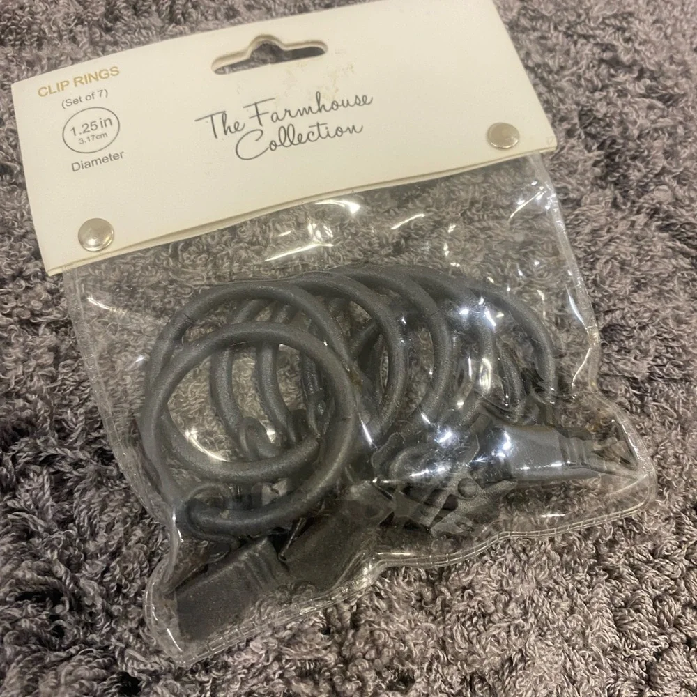 Chelsea Distressed Gray Curtain Clip Rings - Set of 7